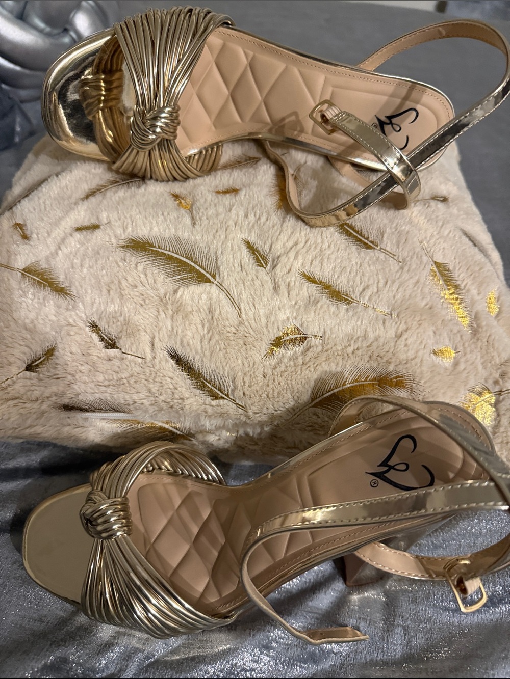 Women’s Gold Knot-Detail Slingback Sandals
